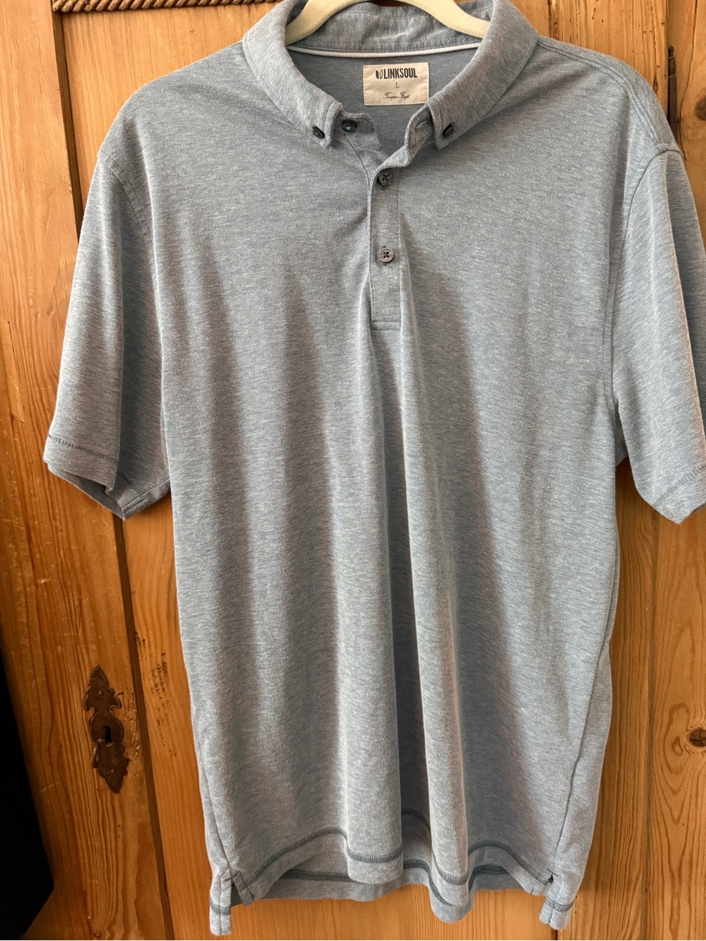 Linksoul Men's Light Heather Blue Button-Down Polo
